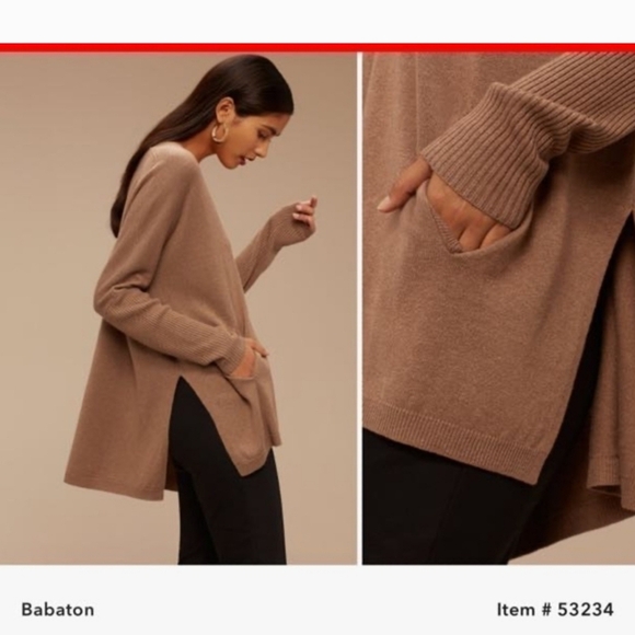 Babaton Tan V-Neck Sweater - Picture 1 of 8